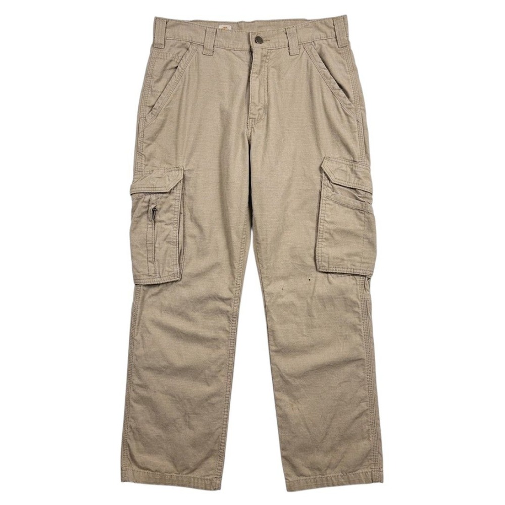 Carhartt Relaxed Fit Cargo Pants Tan Mens Workwear 30x30 Distressed Streetwear